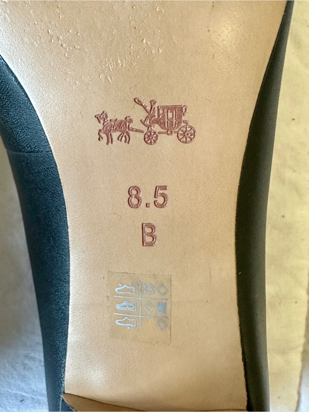 Coach Black Pointed-Toe Leather Flats with Logo Cap - Picture 6 of 7